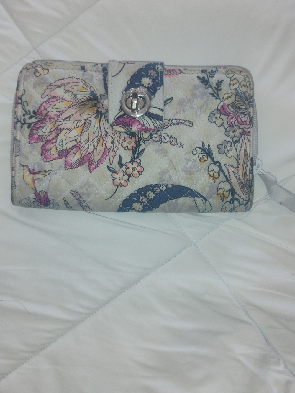 Vera Bradley Floral Quilted Wallet in Cream, Pink, Blue
